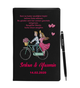 Sevgililer Gününe Özel Siyah Defter Kalem Seti 11