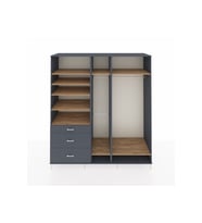Kronos Dolap 9 Raflı 3 Çekmeceli 3 Askılı 220x59x243 Antrasit-Çam/Antrasit