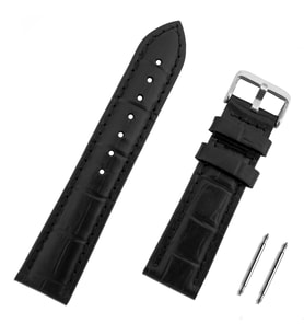 Siyah Kroko Hakiki Deri Saat Kordonu Kayış 22mm