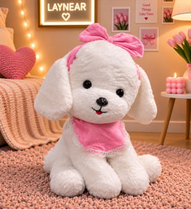 Pembe Fiyonklu Peluş Köpek Oyuncak – 45 cm