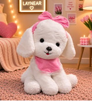 Pembe Fiyonklu Peluş Köpek Oyuncak – 45 cm