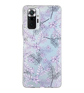 Xiaomi Redmi Note 10 Pro Uyumlu Kapak Floral Lila Tasarımlı Şeffaf Silikon Kılıf