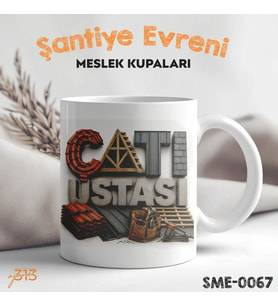 Çatı Ustasına Hediye Meslek Kupası - Şantiye Serisi Çatı Ustası Tipografi Özel Tasarım Baskılı Kupa Bardak