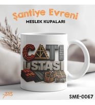 Çatı Ustasına Hediye Meslek Kupası - Şantiye Serisi Çatı Ustası Tipografi Özel Tasarım Baskılı Kupa Bardak