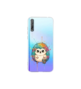 Huawei Y8P ile Uyumlu Splash Kirpi Tasarımlı Şeffaf Silikon Kılıf
