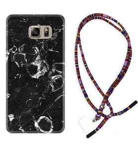 Samsung S7 Edge S20 Fe Plus Ultra S21 S22 Kılıf Boyun Asklı Rasta Silikon Black Hole Marble 1387