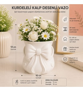 Fiyonklu Dekoratif Vazo ve Saksı – Kalp Detaylı Özel Tasarım