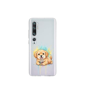 Xiaomi Mi Note 10 Pro ile Uyumlu Splash Köpek Tasarımlı Şeffaf Silikon Kılıf