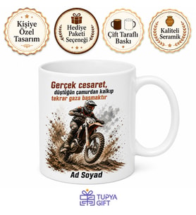 Motokros Yarışçısına Özel Tasarım Adrenalin Kupa Bardak Hediye