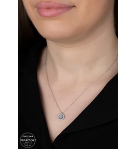 SWAROVSKİ CRYSTAL YUVARLAK  925 AYAR GÜMÜŞ KOLYE