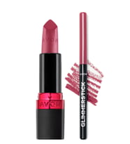 Avon Ultra Mat Ruj Mauve Matters ve Glimmerstick Dudak Kalemi Pink Bouquet Paketi (Çok Renkli)