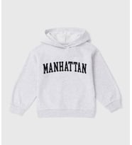 Kız Çocuk Gri Marl Manhattan Oversize Kapüşonlu Üst