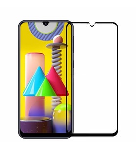 Samsung Galaxy M31 Ekran Koruyucu Full Tam Kaplayan Kavisli Tempered Cam (Siyah)