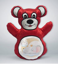 BK Gift Sevimli Fil ve Tavşan Tasarımlı Kırmızı Ayıcık Yastık-1