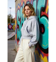 Kadın Kapüşonlu Düşük Kol Fermuarlı Örme Sweatshirt Fonksiyonel Dayanıklı Kaliteli Estetik