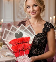 Premium Aynalı Kırmızı Beyaz Peluş Buket-ayni gun-teslim
