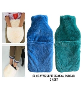 SICAK SU TORBASI 2 ADET,CEPLİ PELUŞ TERMOFOR 32,5x17,5cm  1500 ML