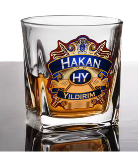 Kişiye Özel Mavi Arma Viski Bardağı
