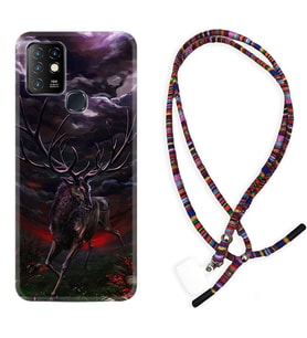 INFINIX Hot 8 9 10 11S Hot 10 Play 10T Kılıf Boyun Asklı Rasta Silikon Dark Deer 1786