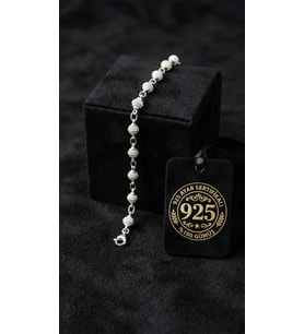 925 Ayar Geleneksel Kafes Telkari El İşi Top Zincir Gümüş Bileklik (10x5mm)