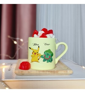 Pikachu Tasarımlı Kişiye Özel Sarı Türk Kahvesi Fincanı