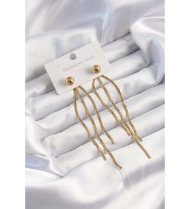 316L Çelik Altın Renk İtalyan Model Topçuk Küpe 5886 - HPSBYI7280-9499