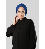 Saks Mavisi Drapeli Salaş Tesettür Bone Sandy Büzgülü 2315_24