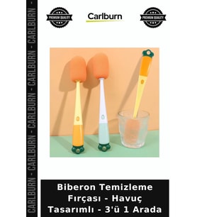 Özel Üretim Modüler Set Biberon Temizleme Fırçası - Havuç Tasarımlı - 3'ü 1 Arada
