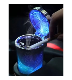 Araç İçi Oto Kokusuz Küllük RGB Işıklı Kapaklı