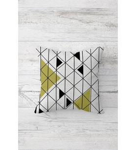 Geometrik Desenli Çift Tarafı Baskılı Gizli Fermuarlı Yastık Kılıfı Kırlent Koltuk Yastık Kılıfı (Beyaz-Siyah)