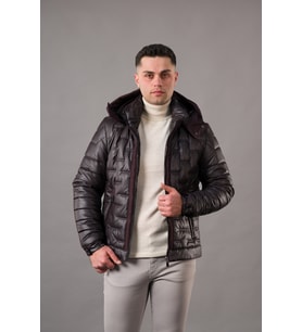 REGULAR FİT KAPŞONLU ASTARLI KAPİTONE ERKEK MONT (Bordo)