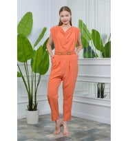 Orange Kadın Vatkalı Kemer Detaylı Sıfır Kol Cepli Tulum Nb10051