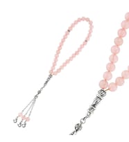 Doğaltaş Metal Püsküllü Pembe Kuvars Tesbih