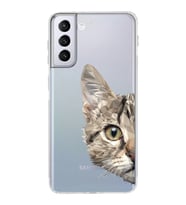 Samsung Galaxy S21 Plus Uyumlu Kamera Korumalı Kapak Catface Tasarımlı  Şeffaf Kılıf