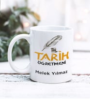 Tarih Öğretmeni Tasarımlı Kişiye Özel Kupa Bardak (Beyaz)