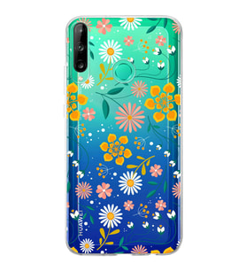Huawei P40 Lite E Uyumlu Kapak Flowers Tasarımlı Şeffaf Silikon Kılıf