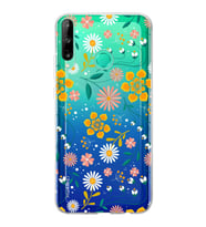 Huawei P40 Lite E Uyumlu Kapak Flowers Tasarımlı Şeffaf Silikon Kılıf