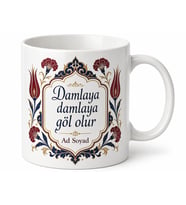 Atasözü Yazılı Geleneksel Tasarım Baskılı Kupa Bardak Hediye