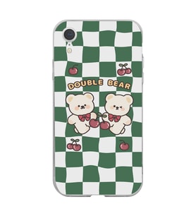 Iphone XR Uyumlu Double Bear Tasarımlı Şeffaf Telefon Kılıfı