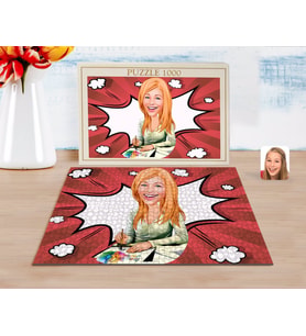 BK Gift Kişiye Özel Kadın Grafik Tasarımcı Karikatürlü 1000 Parça Profesyonel Puzzle-1