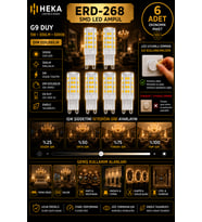 (6 Adet) Heka 5W Günışığı (3000K) G9 Duylu Dim Edilebilir LED Kapsül Ampul