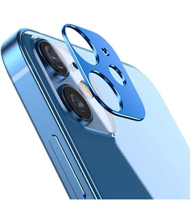İPhone 12 3D Metal Kamera Koruyucu Metal Lens (Mavi)