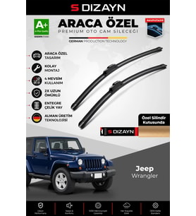 S-Dizayn Jeep Wrangler Ön Cam Silecek Seti 2006-2017 Premium Araca Özel 38-38 Cm A+ Kalite