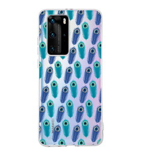 PrintiFy Huawei P40 Pro ile Uyumlu 1mm Slim Fit Nazar Boncuğu 4 Baskılı Şeffaf  Kılıf