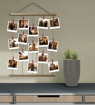BK Gift Kişiye Özel 18 Fotoğraflı Uzun İpli Mandallı Ahşap Anı Çerçevesi 60x80cm