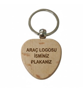 Kişiye Özel Kalp Ahşap Anahtarlık – Araç Logosu, İsim ve Plaka Yazılı Lazer Gravür Anahtarlık – Özel Tasarım Araç Anahtarlığı