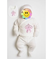 EKONOMİK SERİ YENİ DOĞAN BEBEK HASTANE ÇIKIŞI SETİ ( KUTULU BEBEK HEDİYELİK %100 PAMUKLU PENYE ) (Ekru-Pembe)