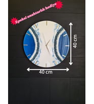 Duvar Saati-40cm-Modern Dekoratif Duvar Saati-Epoksi El Yapımı Duvar Saati-6 Farklı Seçeneği (Mavi-K.Mavı)