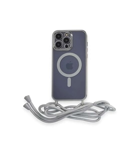 iPhone 14 Pro Kılıf Divo Lazer Askılı Magsafe Kapak - Gümüş