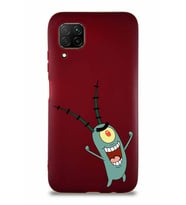 Huawei P40 Lite Soft Premier Kapak Plankton Tasarımlı Silikon Kılıf - Mürdüm (Şeffaf)
